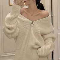 winter choker zipper languid is lazy wind pullover sweater with thick clothes sensuality mink wool keep warm retro medium style