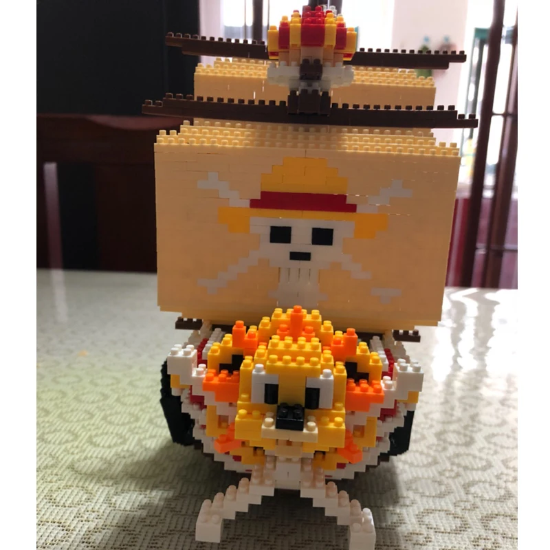 HC 9035 аниме одна деталь Луффи Солнечный Пиратский корабль лодка 3D модель DIY Алмаз Мини Строительные маленькие блоки кирпичи сборка игрушка без коробки
