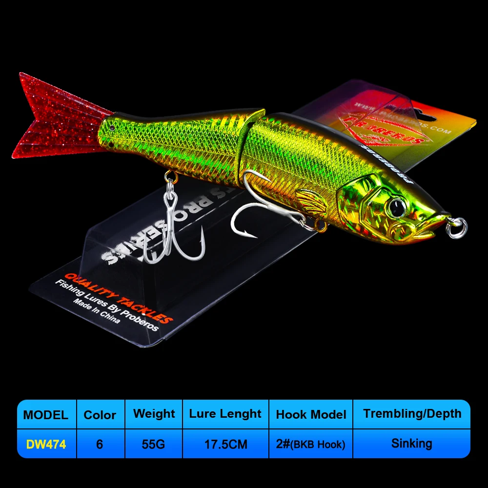 

1PC 2 Sections Swimming Fishing Lures 17.5cm 55g Artificial Wobbler Bass Baits 2# Hooks Sinking Swimming Fishing Tackle
