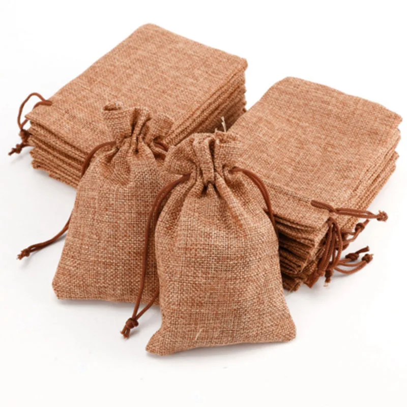 

10/50 Jute Burlap Candy Bags Hessian Xmas Party Wedding Favor Gifts Storage Bag