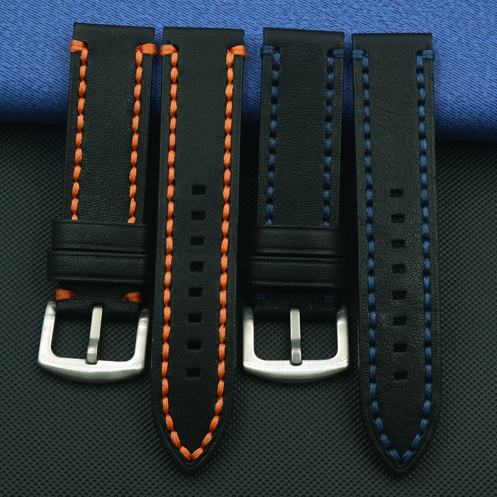 Ремешок для часов ручной работы из натуральной кожи толстый браслет Omega/Seiko/Mido/Casio