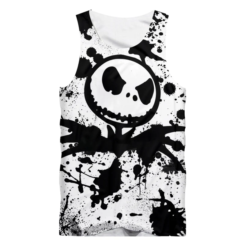 

IFPD EU/US размер 3D топ на бретелях с принтом летняя черно-белая рубашка без рукавов с черепом размера плюс размер Повседневная дышащая забавная...