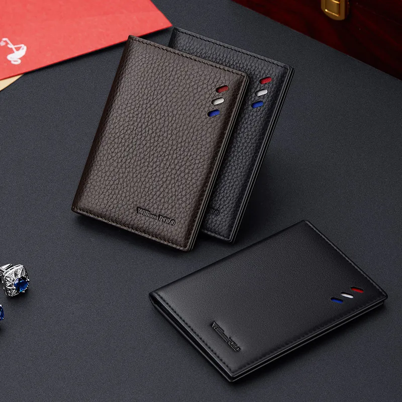 

WILLIAMPOLO 2021 New Men Wallet Vintage Small Purse Card Holder Card Wallet Fit Credit Card Luxury Wallet With Gift Box PL205260