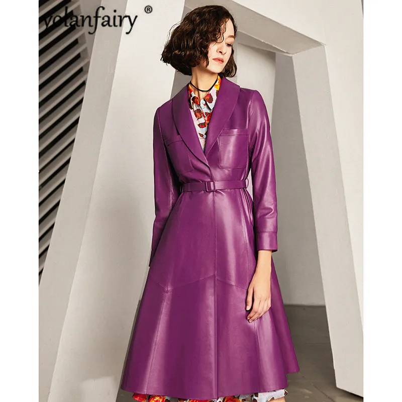 Женская куртка из натуральной кожи длинная овечьей на весну и осень роскошные