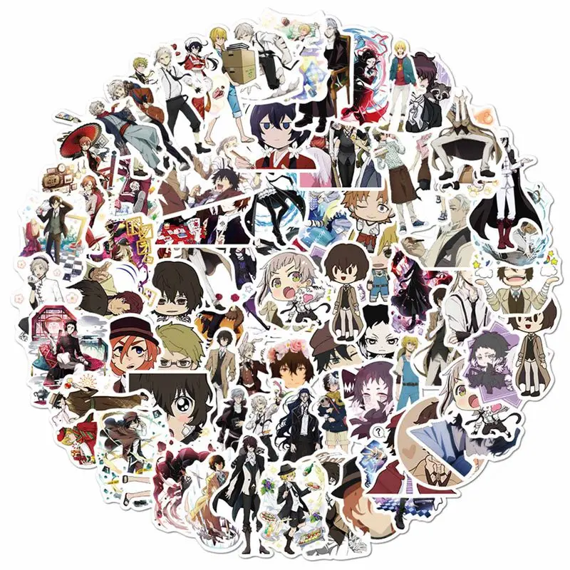 

100Pcs/Set Bungou Stray Dogs Anime Graffiti Stickers Gifts Toys for Children DIY Skateboard Laptop Car Phone