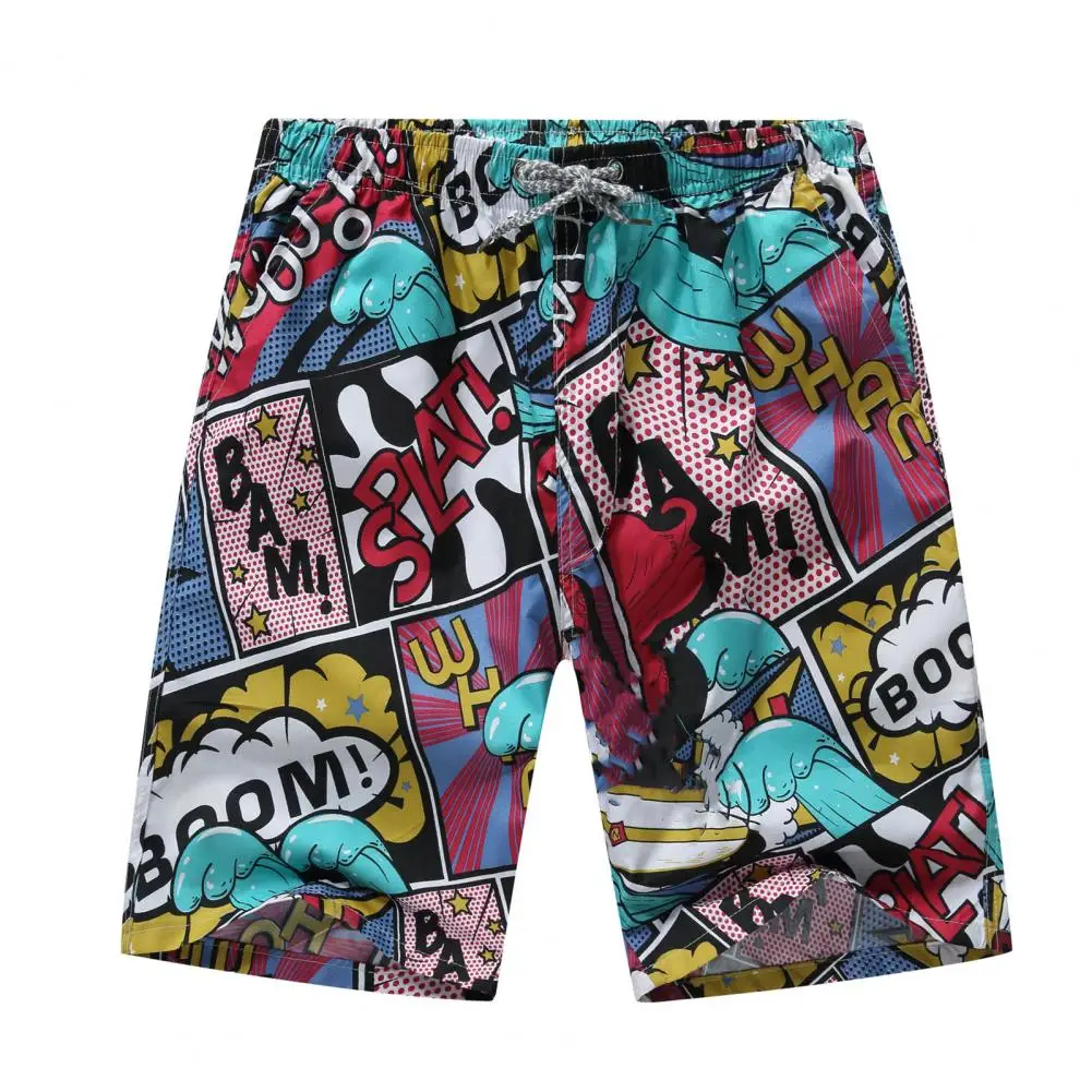 

Beach Shorts Printed Drawstring Men Elastic Waist Pockets Pants for Vacation legging