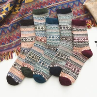 5pairsset warm men socks winter thick cotton socks retro stripe colorful knitted socks boy fashion gift 2020 unique stocking