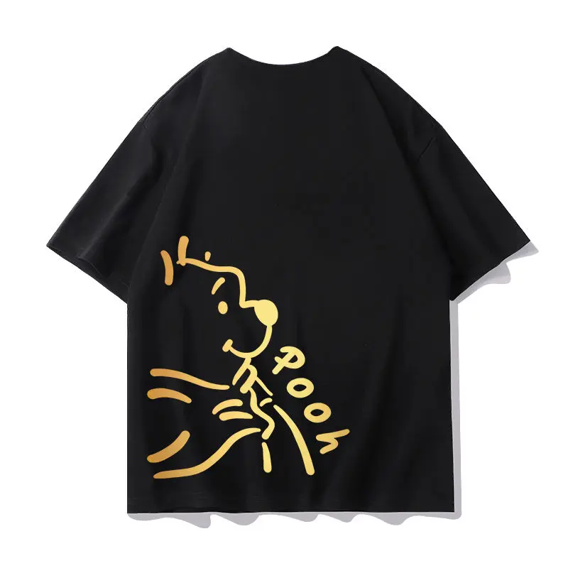 

Disney summer Korean style trendy college style half-sleeved shirt cartoon bear design cotton short-sleeved T-shirt