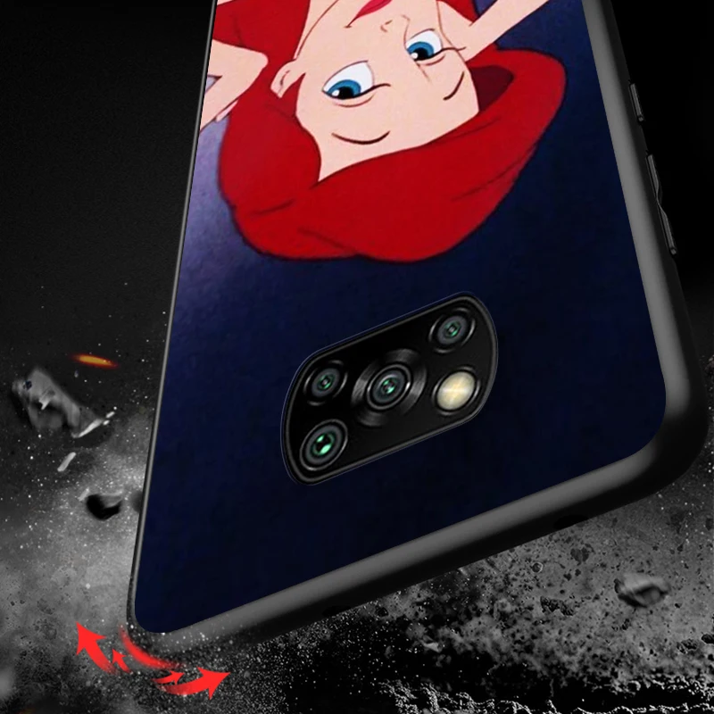 

Mermaid Princess for Xiaomi Poco X3 NFC X2 M3 M2 F2 F3 Pro C3 F1 A2 Lite Mix3 Play Silicone Soft Black Phone Case