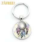 TAFREE Новая мода Ловец снов перо Красочная картина брелок цепочка для ключей стеклянный купол женский изысканный брелок ювелирные изделия ZY169