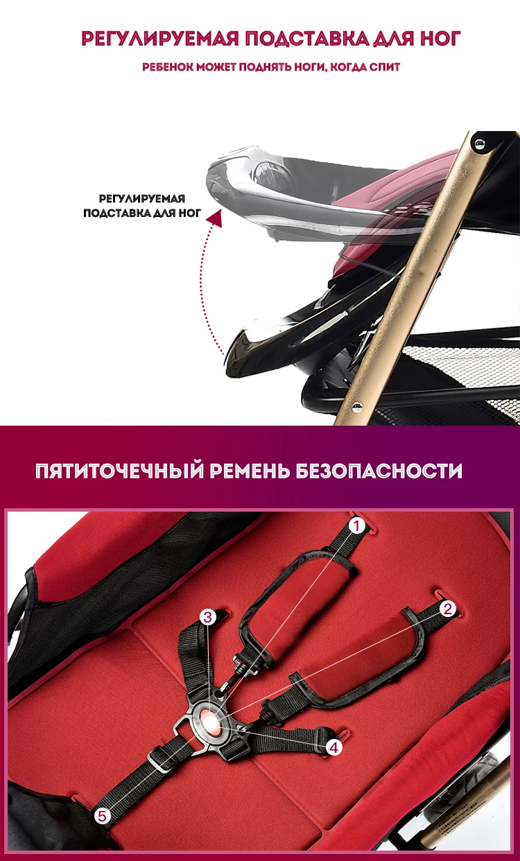 Коляска детская Двухнаправленная прогулочная коляска младенца складная переносная тележка Россия