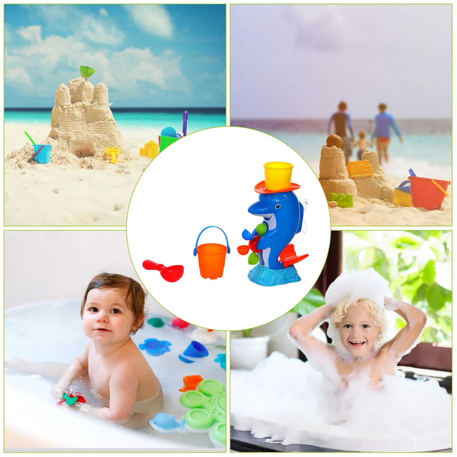

Kids Beach Game Toys Play Water Toys Sandbox Set Cute Cartoon Dolphin-shaped Water Leaking 3-piece Set Summer Outdoor Toy