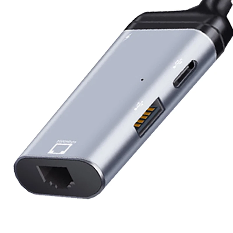 Адаптер 3 в 1 с портом USB Type-C на Gigabit Ethernet Rj45 Lan PD для зарядки и передачи данных |