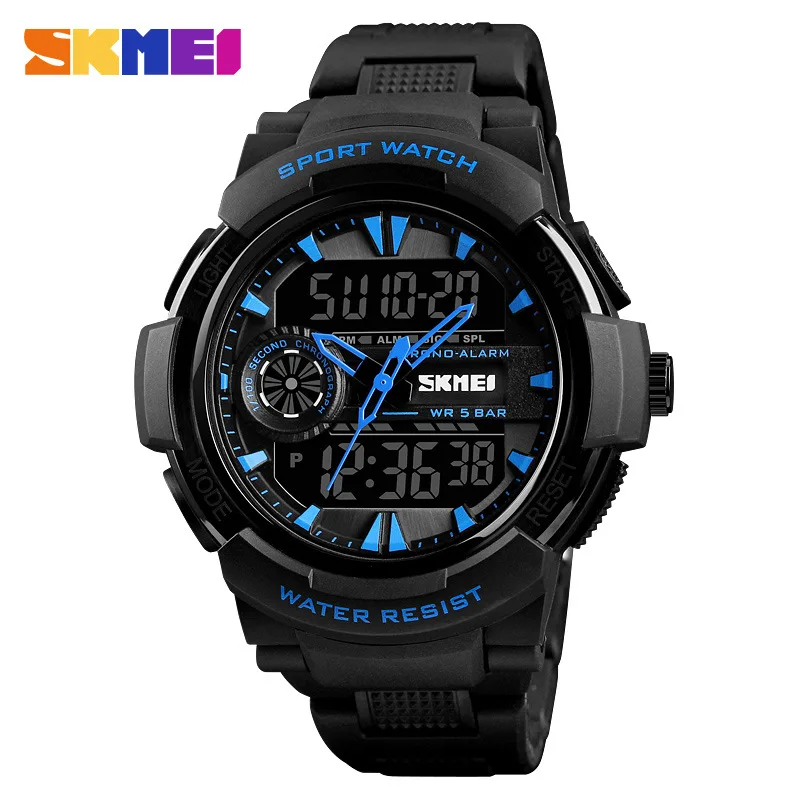 

SKMEI 1320 men's double quartz watch rubber belt outdoor sports water luminous watch