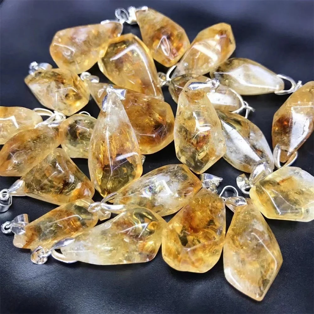 

Natural Brazil Citrine Charm Pendant Healing Crystals Enegry Stone For DIY Jewelry Making Pendant With Exquisite String