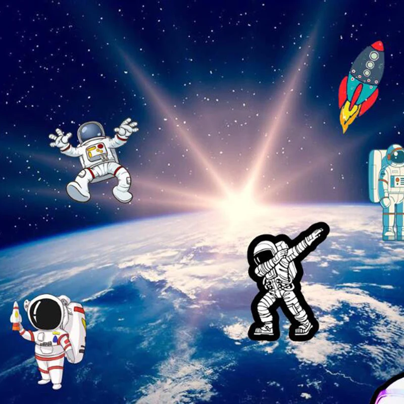 

50pcs/pack astronaut space station cartoon graffiti sticker trolley case laptop skateboard guitar wall sticker toy sticker