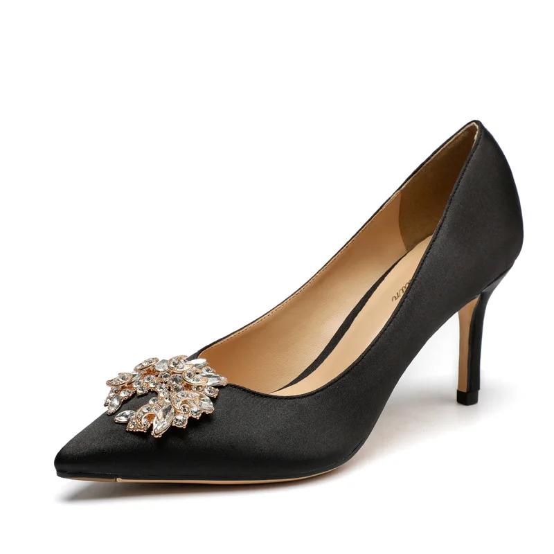 

Женские тонкие туфли на изящных высоких каблуках с украшением в виде-лодочки из PU искусственной кожи, МОДНЫЕ ЖЕНСКИЕ НАРЯДНЫЕ туфли на плат...