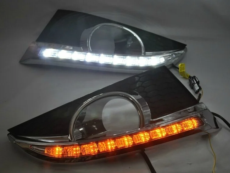 

free shipping, for 2011-12 Chevy Captiva LED DRL daytime running light front fog lamp with yellow flicker turn signal