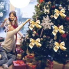 12 шт. рождественские банты-Рождественские декоративные банты, украшения для дома, праздничные украшения, венок, Рождественская елка, гирлянда, товары для окон и стен