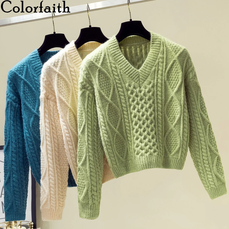 

Женский вязаный свитер с V-образным вырезом, однотонный минималистичный топ в Корейском стиле, Осень-зима 2019