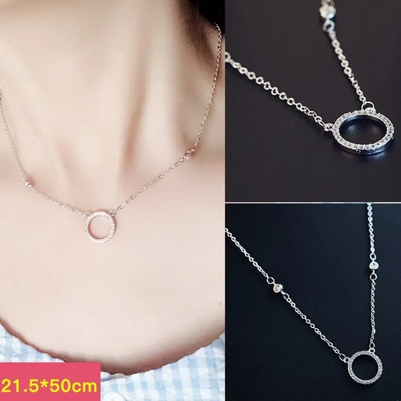 

OMHXZJ Wholesale European Fashion Woman Girl Party Birthday Wedding Gift Round AAA Zircon 18KT White Gold Pendant Necklace NA263