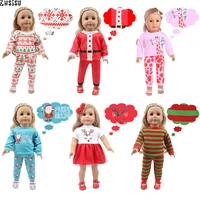 doll pajamas 2 pcs christmas designs nightgowns for 18 inch american43 cm born logan boy doll generation girls toy santa claus