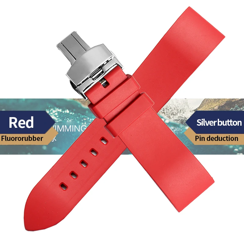 

For Seiko IWC Men Watch Strap Rubber 22mm Watchbands TPU Dust-proof Butterfly Buckl Watch Bracelet Accessory TPSIV Silicone band