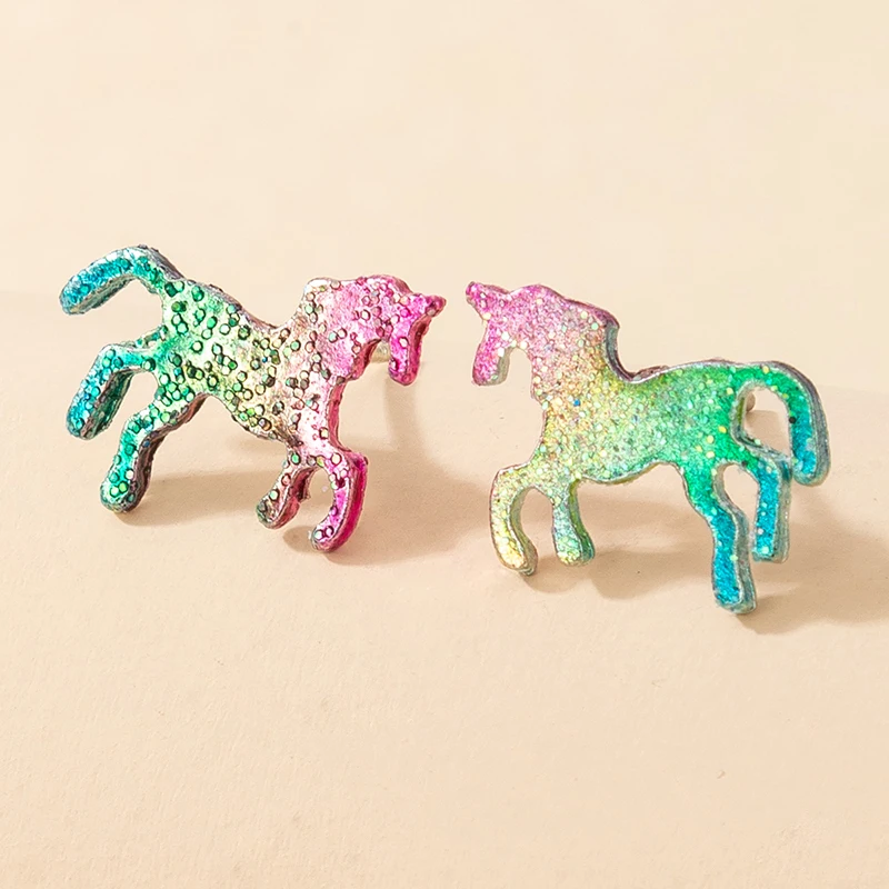 

HuaTang New Horse Stud Earring for Women Fashion Animal Colorful Resin Acrylic Earrings Lady Christmas Party Jewelry Gifts 4491