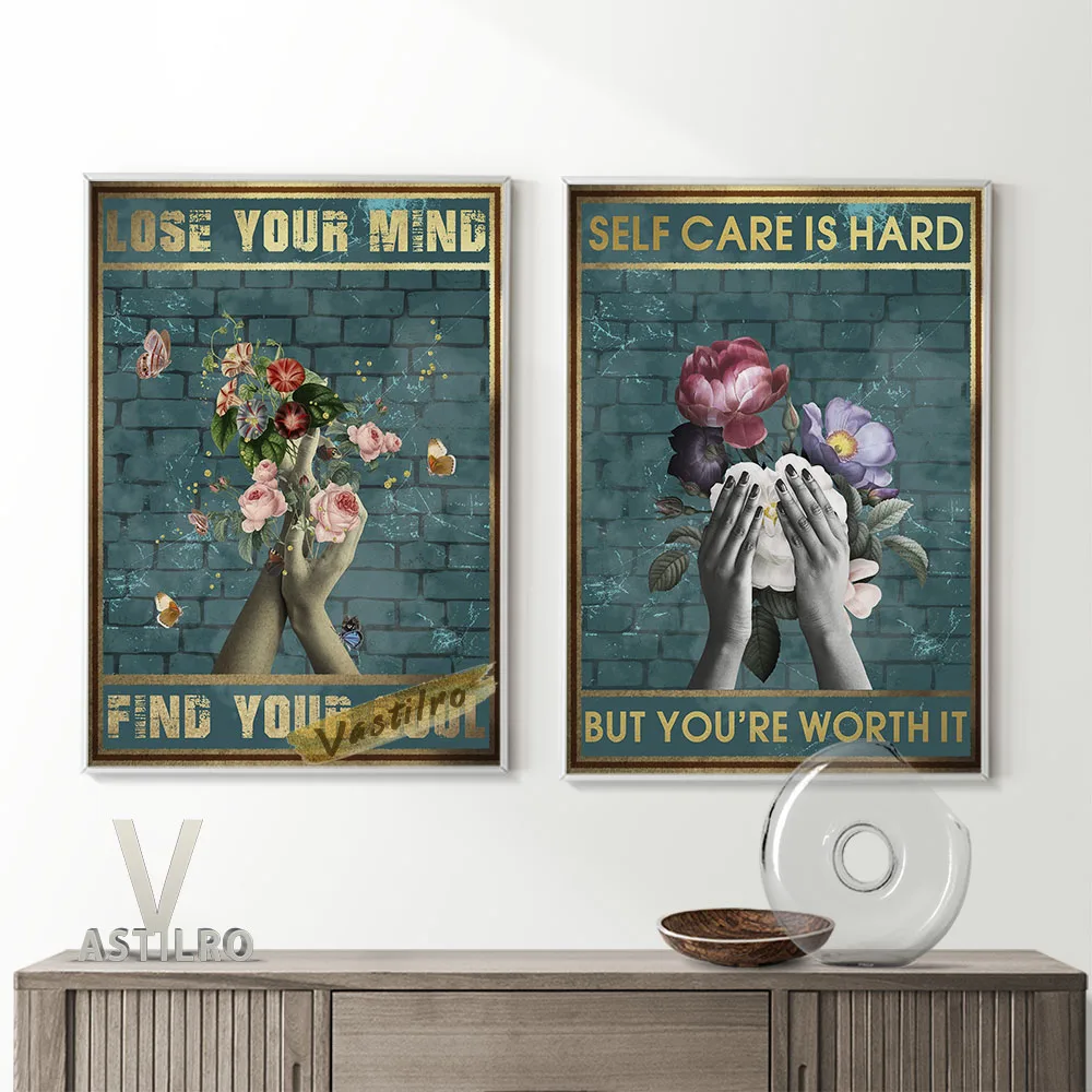 

Hand Flower Prints Poster Nail Salon Vintage Art Canvas Painting Beauty Center Home Decor Wall Stickers Manicure Technician Gift