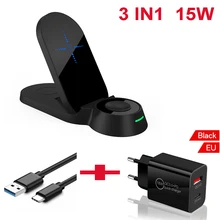 3 in 1 Wireless Charging Station Charger Stand Dock 15W for Iphone 13 12 11 Pro Max Apple Watch Series 6/5/4/3/2 AirPods 2Pro