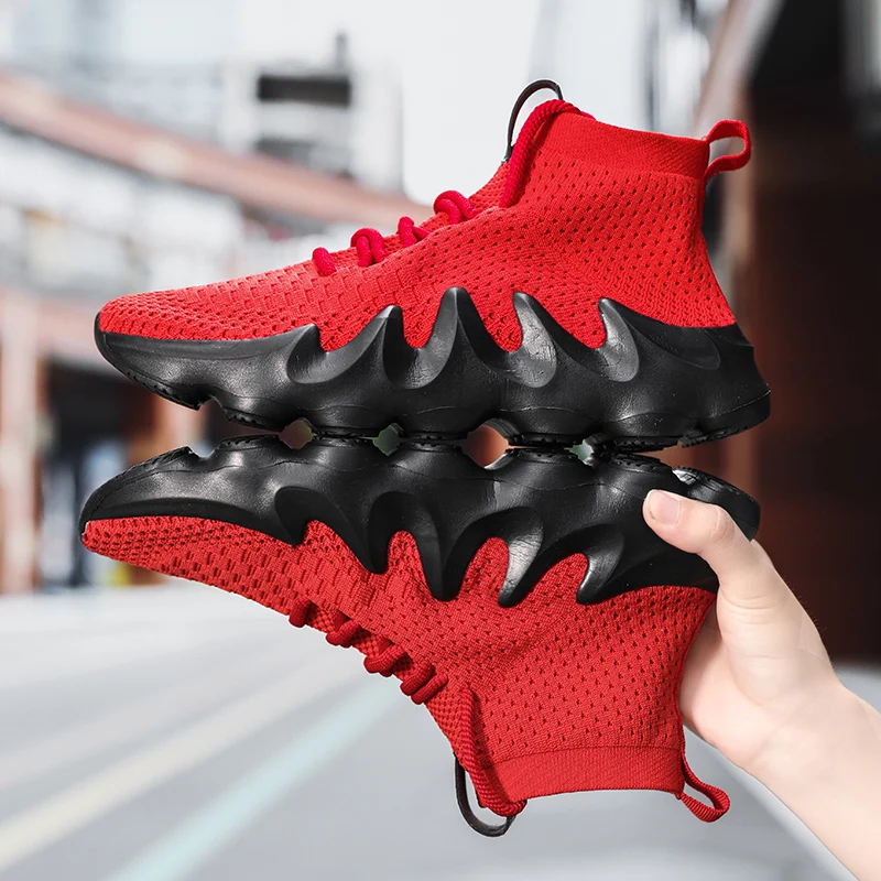 

High Top Brand Rubber Platform Mens Shoes Casual Men Chunky Sneakers Breathable Sport Shoes For Male Lightweight Running Jogging