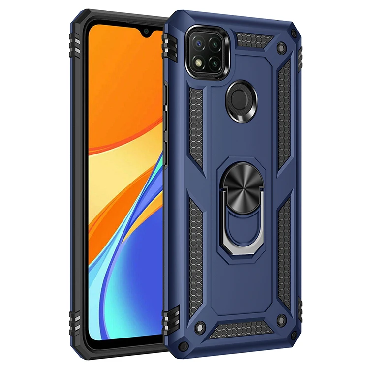Чехол для Xiaomi Redmi 9C Прочный противоударный чехол в стиле милитари с кольцом