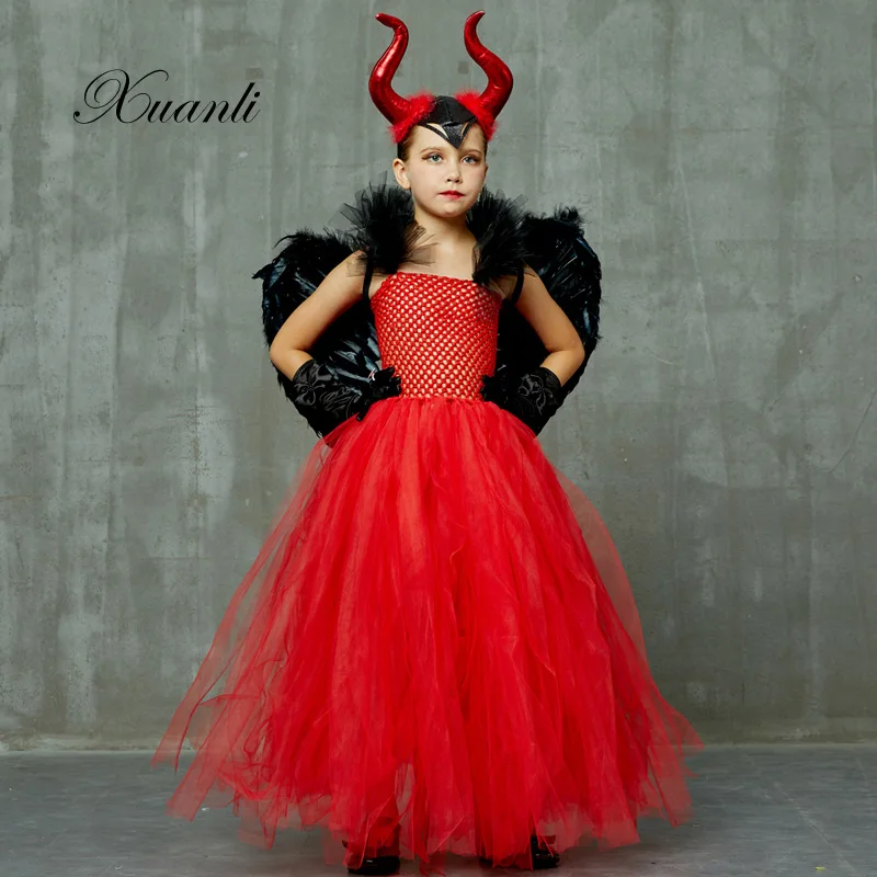 Детская одежда на Хэллоуин малефисентная королева зла платье-пачка для девочек