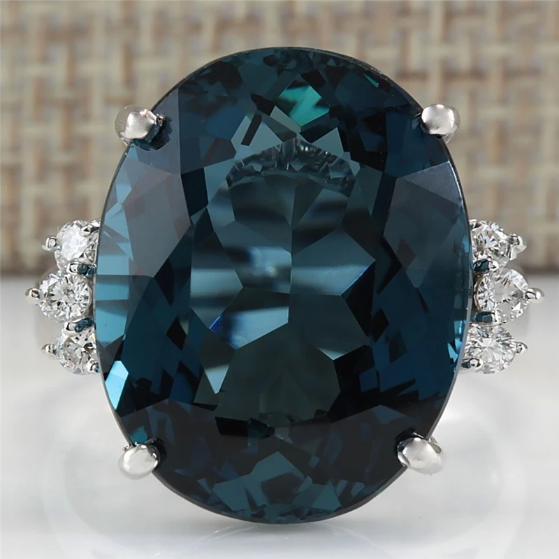 Ring K255 Модный большой голубой камень, кольцо, очаровательное ювелирное изделие для женщин, CZ обручальные кольца, кольцо для помолвки, Женские аксессуары, подарки Z4K146 - Цвет основного камня: Ring K255