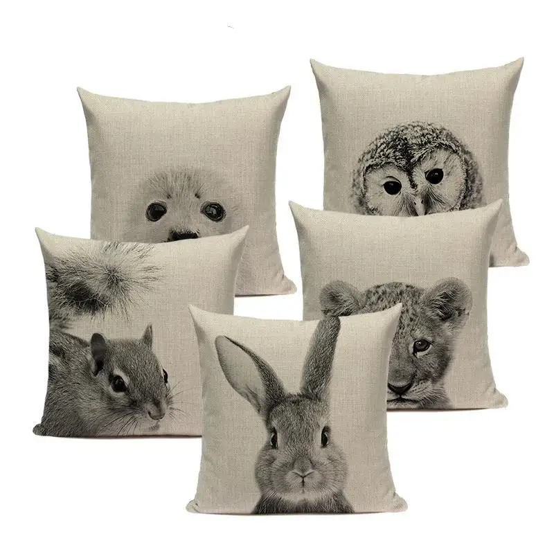 

Animal Cushion Covers Decorative Pillows Kangaroo Hedgehog Monkey Sofa Custom High Quality 45Cmx45Cm Square Printing PillowCover