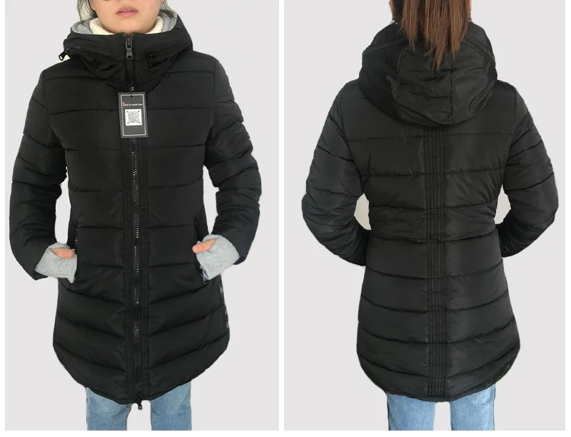 Женское зимнее теплое пальто с капюшоном, плюс размер, яркая хлопковая куртка женская с подкладкой, длинная парка, Женский ватник, Feminina