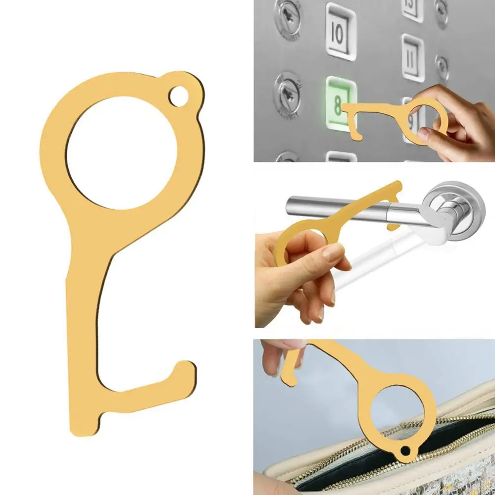 

No Touch Open Door Portable Anti-germ Elevator Button Drawer Door Handle Assistant Safety Contactless Tool Safety Brass Contact