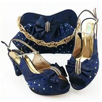 Dark blue Тёмные высококачественные дизайнерские туфли и сумочка в африканском стиле синего цвета; комплект из итальянских туфель и сумочки в комплекте - Цвет: Dark blue