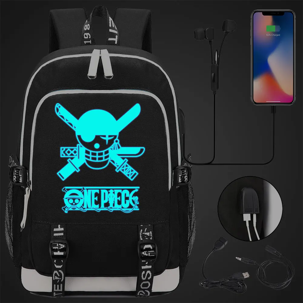 Синяя светящаяся Слитная мультяшная обезьянка D Луффи USB для мальчиков и девочек