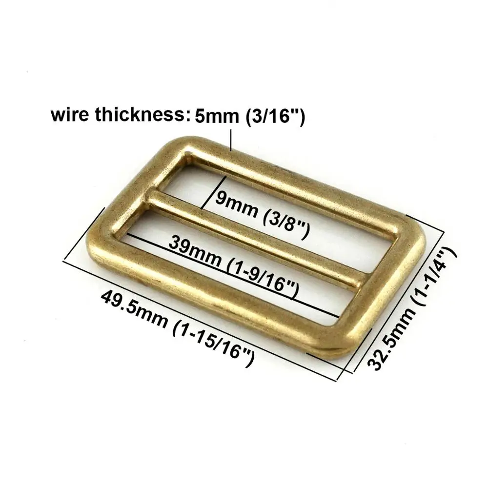 38mm Твердая латунь прямоугольная Регулировочная Пряжка литая Tri Glide Slide Рюкзак полоса тесьма Кожа ремесло сумка плечевой ремень - Цвет: 38mm