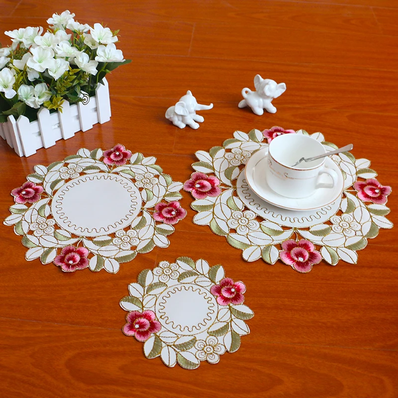 2022 Luxury Lace Embroidery Table Place Mat Pad Cloth Cup Mug Holder Dining Coaster Christmas Glass Placemat Drink Doily Kitchen | Дом и сад