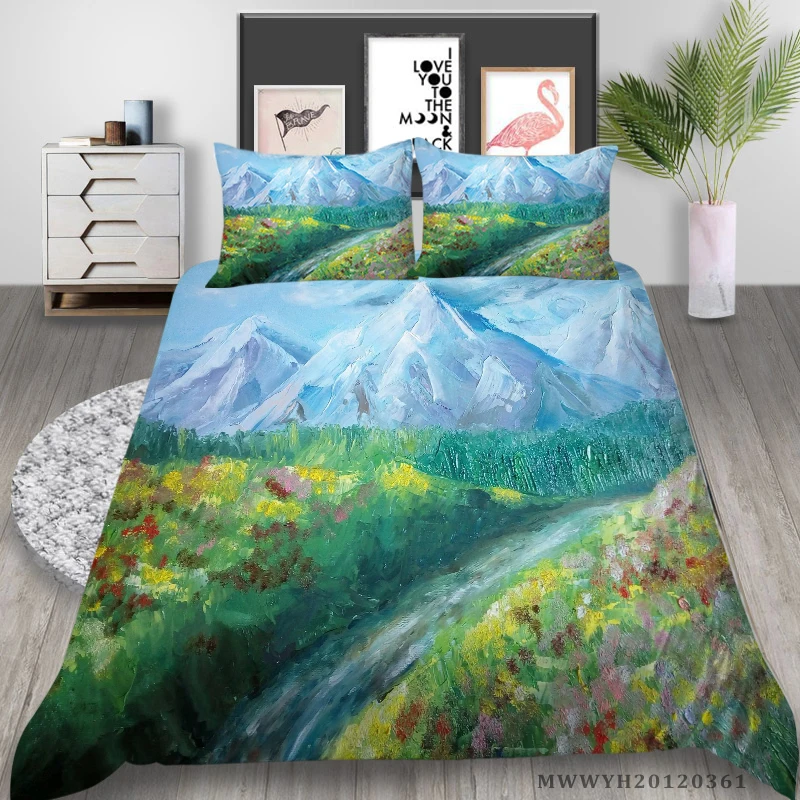 

3D Duvet Cover Set King Size Comforter Bedding Sets Natural Scenery Print 2/3 Pcs Home Textile Bedroom Decoration