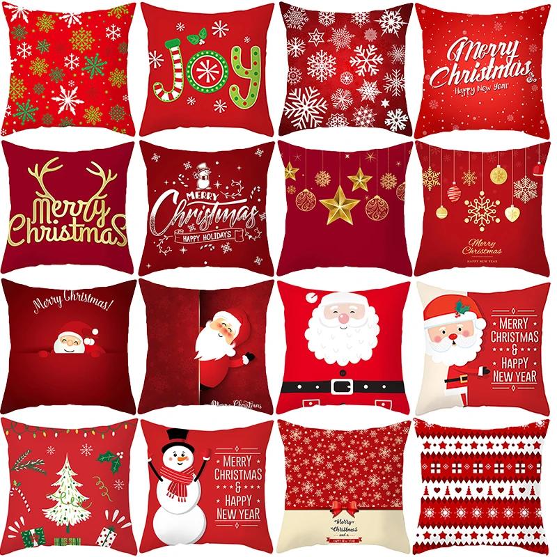 

Decorative Christmas Cushion Cover Red Home Decor Sofa Pillow Case Cover Seat Car Throw Pillowcase Christmas Decoration For Home
