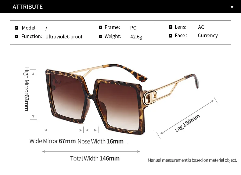 

F Letter Sunglasses Women Vintage Metal Frame Oversized Square Sun Glasses Luxury Designer UV400 Sunglass Female Men