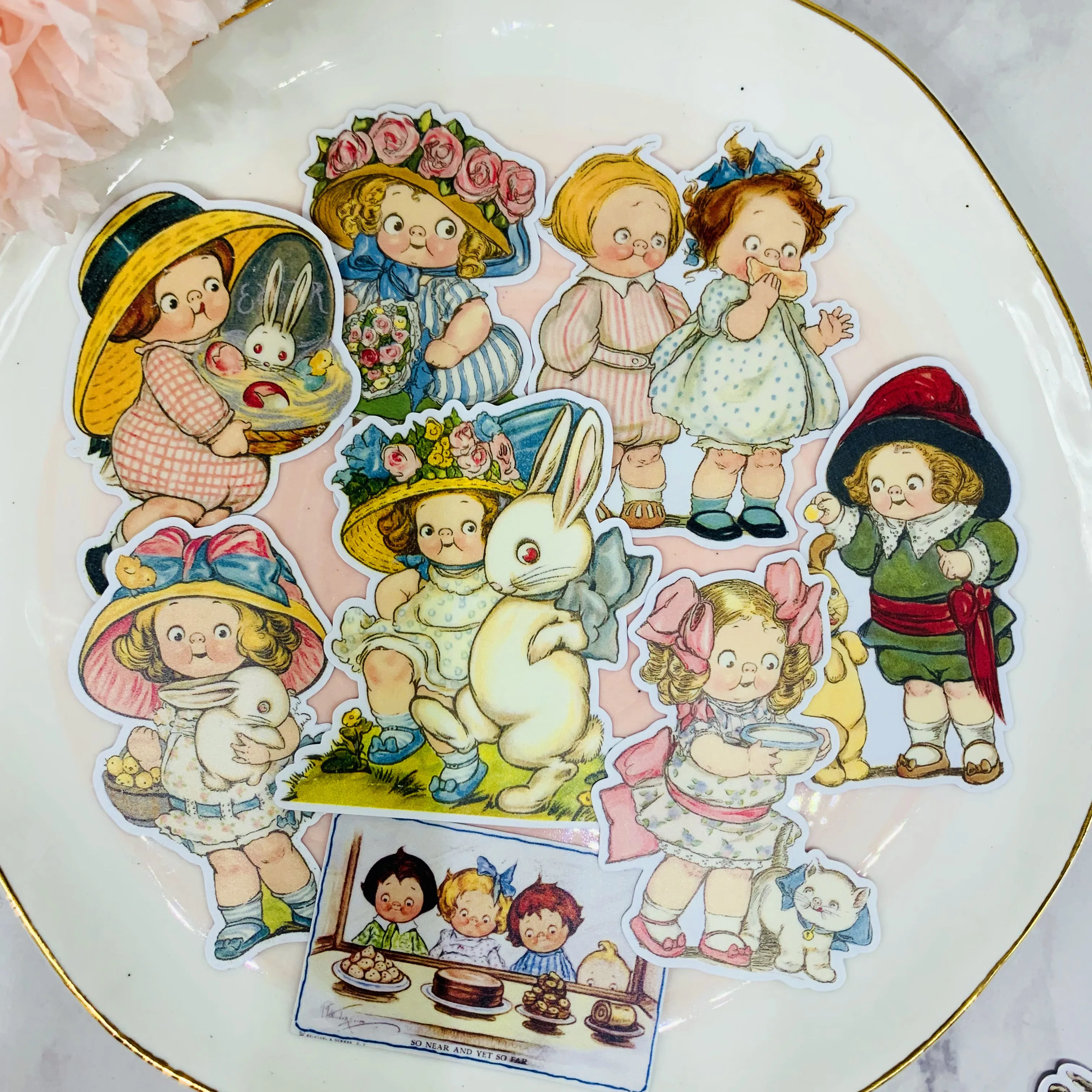 13 шт. Винтаж Европейский плюшевая кукла девочка Стикеры DIY ремесло Скрапбукинг