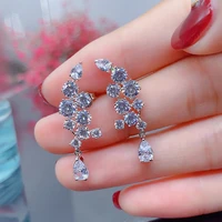 fashion jewelry dainty creative wing design s925 drop earrings charm flower crystal zircon womens wedding luxury statement gift