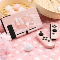 for nintendo switch shell game console cute rabbit pink back cover shell protective case for nintendo switch game accessories