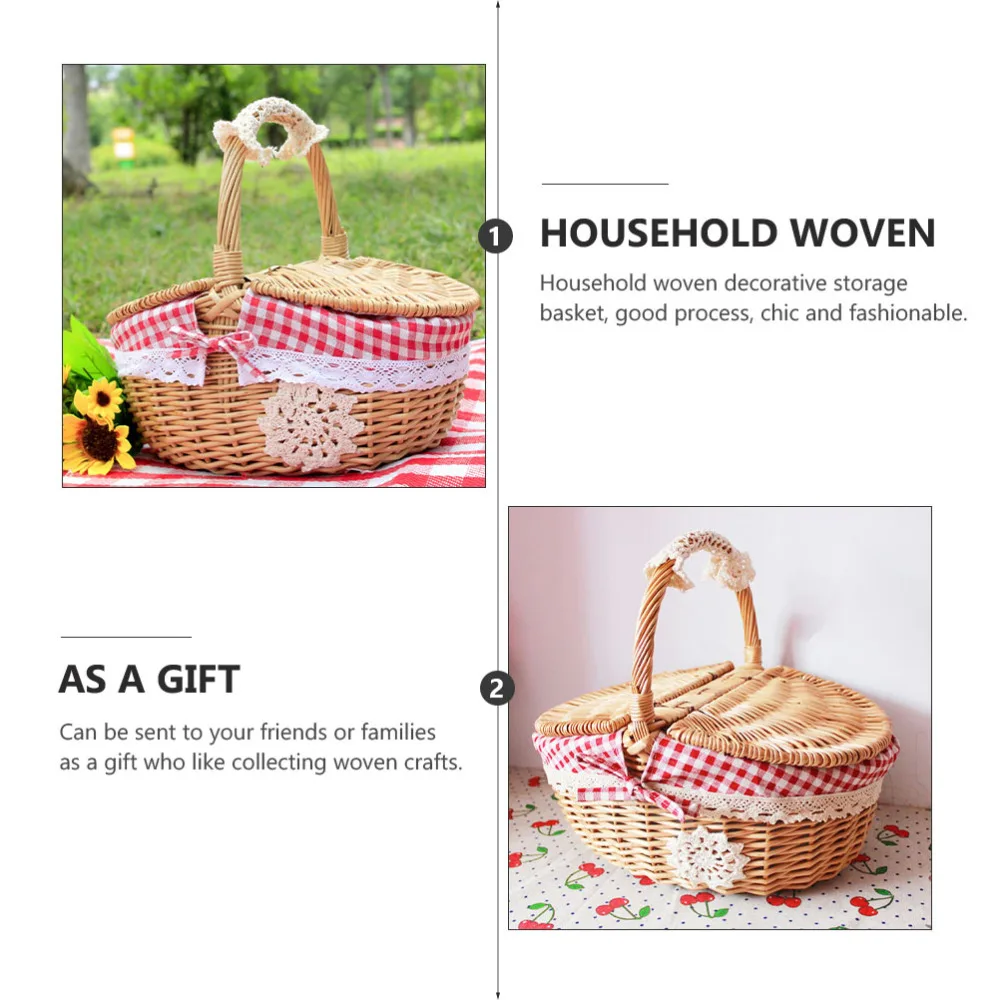

1pc Retro Style Home Organizer Basket Fruit Basket Food Serving Basket Decor