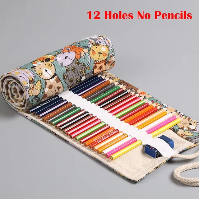 12 Holes Empty Penal Милых котят/рулон Пенал школьный уголовного Симпатичные 12/24/36/48/72 Отверстия пенал большой стержни для ручек канцелярских принадлежностей мешок для припасов - Цвет: 12 Holes Empty Penal
