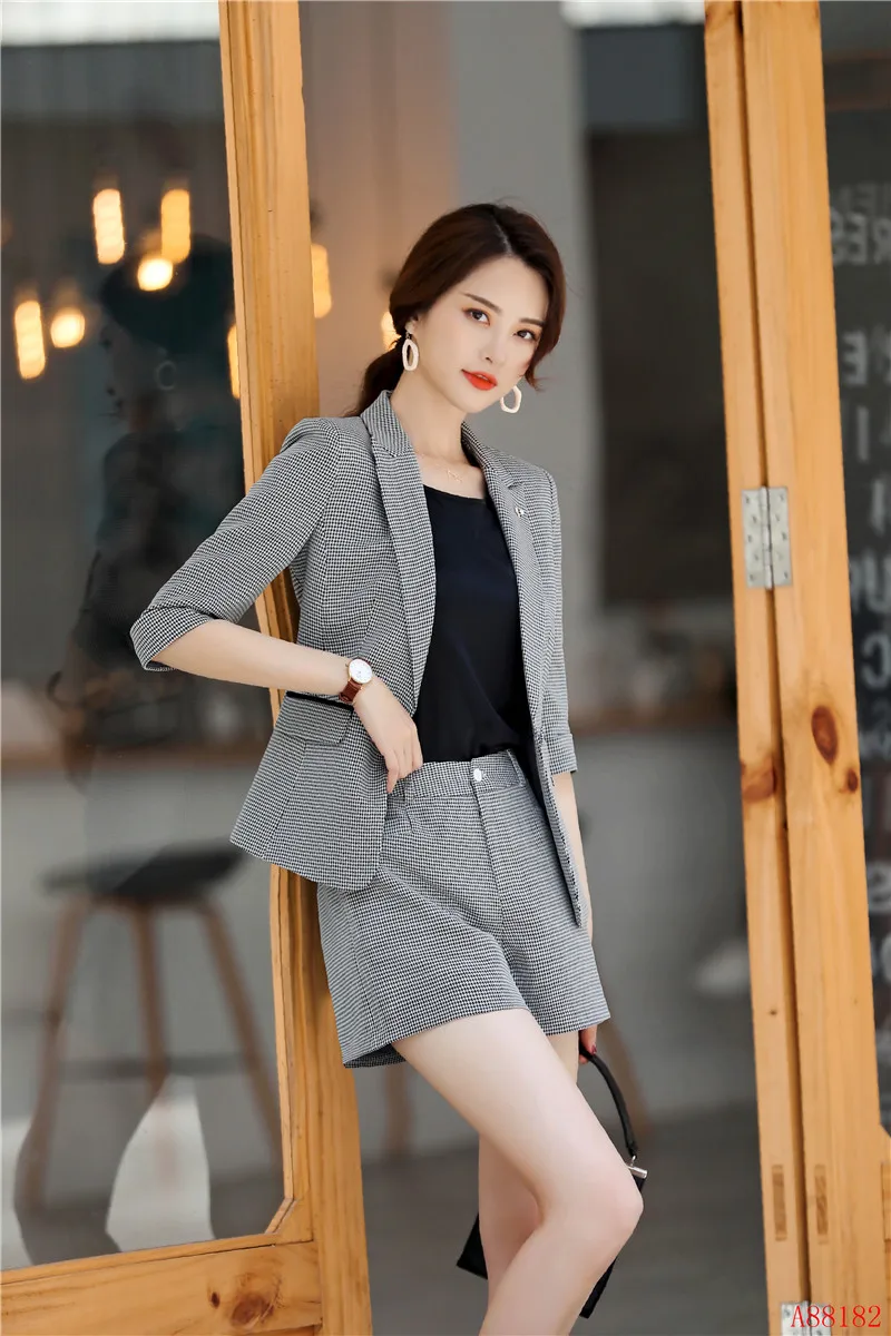 Женская элегантная деловая офисная одежда OL весенне-летние серые блейзеры и